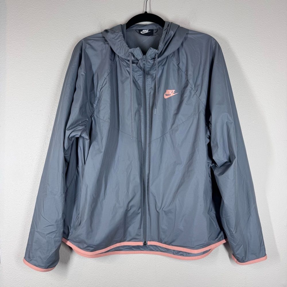 Nike Sportswear Windrunner Jacket Zip Up Hooded Gray Women’s Plus Size 1X CJ0415